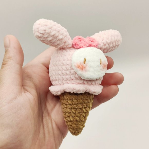 Handmade Amigurumi Crochet Sanrio My Melody Ice Cream Cone - Picture 7 of 12